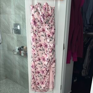 Floral Pink Strapless Dress